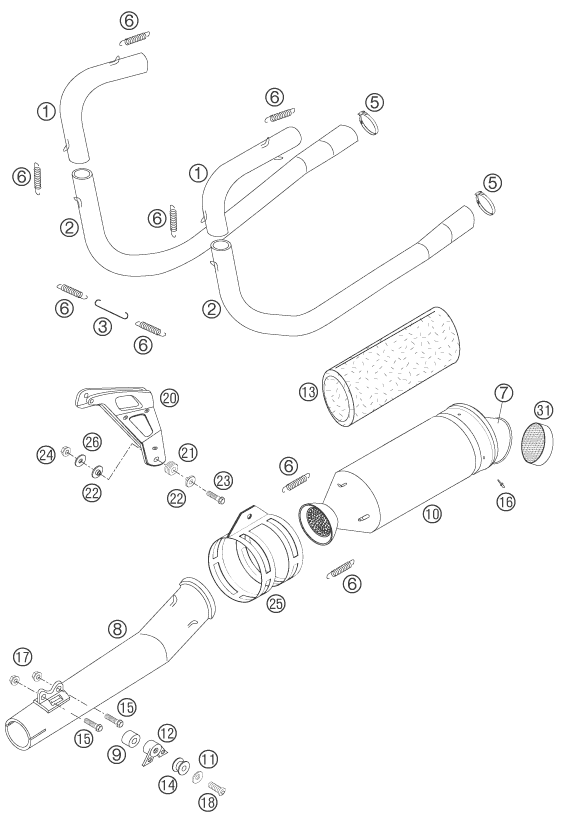 Sprängskiss: Exhaust System – KTM 660 RALLY FACTORY REPLICA 2007