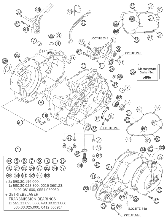 Sprängskiss: Engine Case – KTM 660 RALLY FACTORY REPLICA 2007