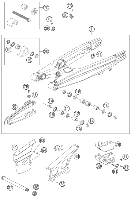 Sprängskiss: Swing Arm – KTM 525 EXC RACING 2006