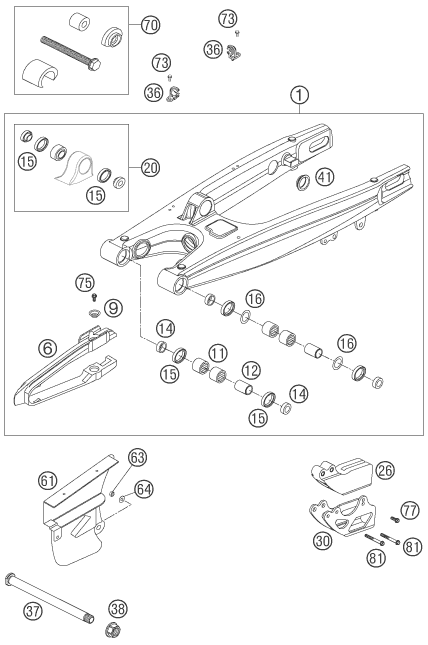 Sprängskiss: Swing Arm – KTM 450 XC-G RACING 2006