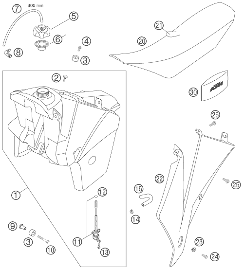 Sprängskiss: Tank, Seat – KTM 525 EXC RACING 2006