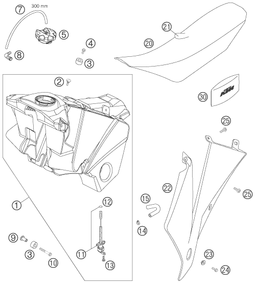 Sprängskiss: Tank, Seat – KTM 450 XC-G RACING 2006