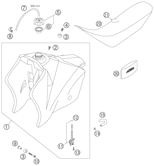 Sprängskiss: Tank, Seat – KTM 525 XC 2007