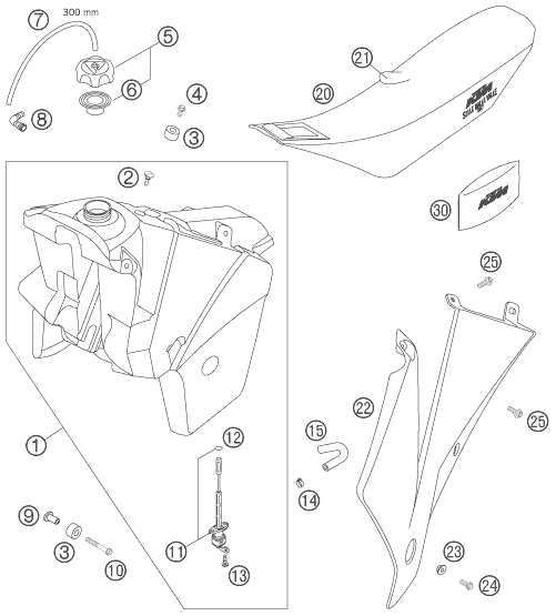Sprängskiss: Tank, Seat – KTM 525 EXC RACING SIX-DAYS 2006