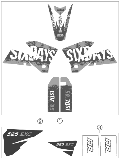 Sprängskiss: Decal – KTM 525 EXC RACING SIX-DAYS 2006