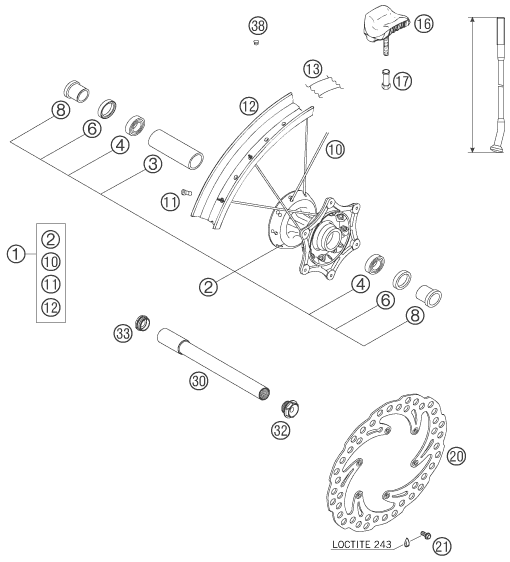Sprängskiss: Front Wheel – KTM 525 EXC RACING 2006