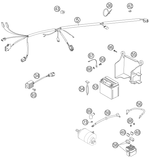 Sprängskiss: Wiring Harness – KTM 525 XC 2007