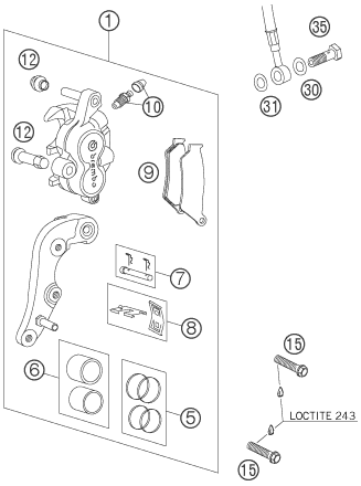 Sprängskiss: Front Brake Caliper – KTM 525 EXC RACING 2006