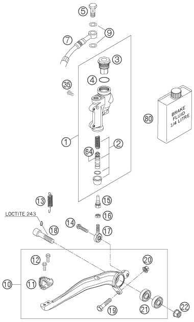 Sprängskiss: Rear Brake Control – KTM 525 XC 2007