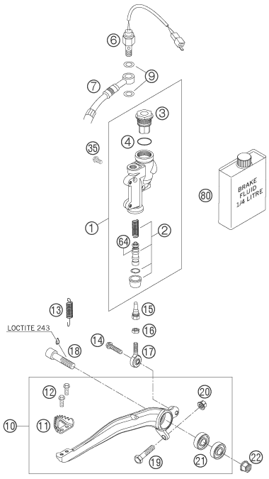 Sprängskiss: Rear Brake Control – KTM 525 EXC RACING 2006