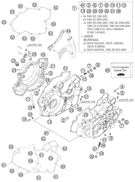 Sprängskiss: Engine Case – KTM 525 EXC RACING 2006