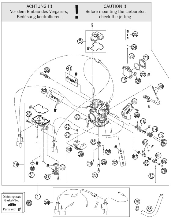 Sprängskiss: Carburetor – KTM 525 SX 2006