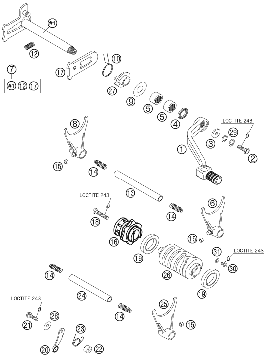 Sprängskiss: Shifting Mechanism – KTM 525 EXC RACING 2006