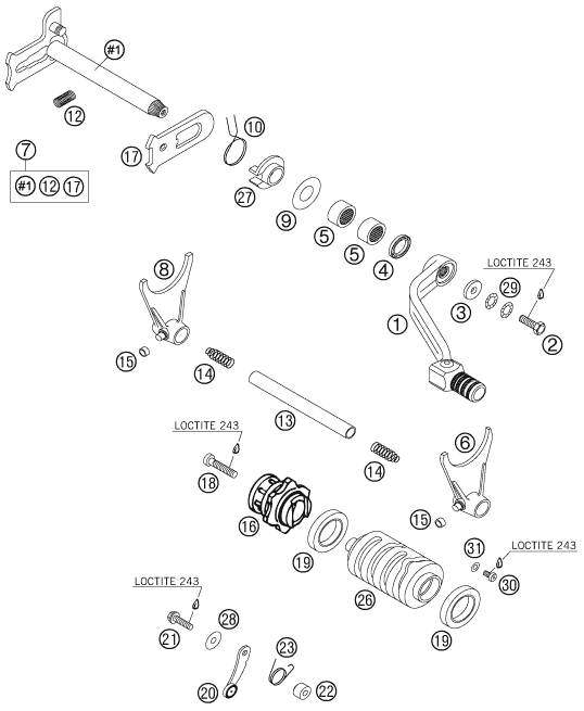 Sprängskiss: Shifting Mechanism – KTM 540 SXS 2006