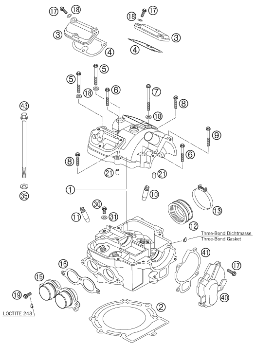 Sprängskiss: Cylinder Head – KTM 540 SXS 2006