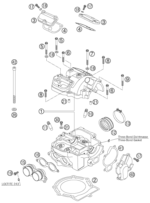 Sprängskiss: Cylinder Head – KTM 250 EXC RACING 2006