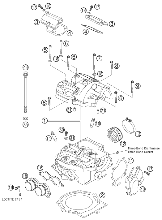 Sprängskiss: Cylinder Head – KTM 525 EXC RACING SIX-DAYS 2006