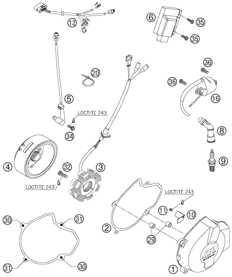 Sprängskiss: Ignition System – KTM 525 EXC RACING 2006