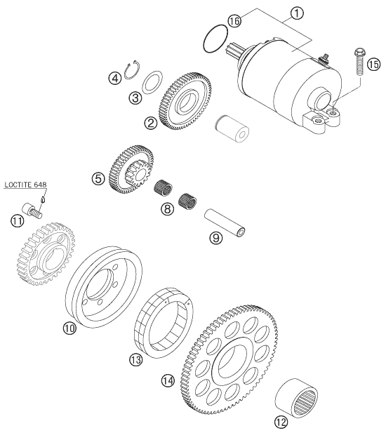 Sprängskiss: Electric Starter – KTM 525 EXC RACING 2006