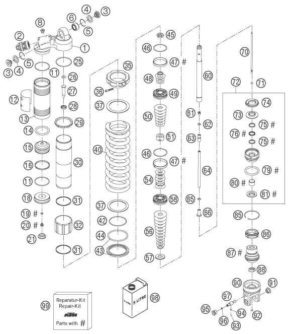 Sprängskiss: Shock Absorber Disassembled – KTM 450 SMR 2006
