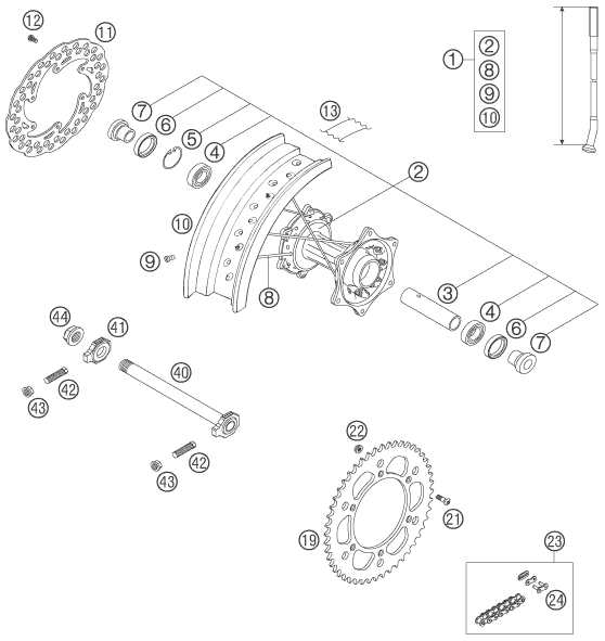 Sprängskiss: Rear Wheel – KTM 450 SMR 2006