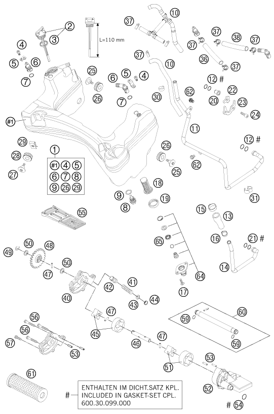 Sprängskiss: Lubricating System – KTM 950 ADVENTURE ORANGE 2006