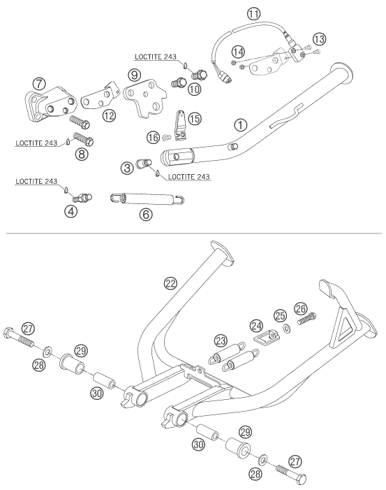 Sprängskiss: Side / Center Stand – KTM 990 ADVENTURE BLACK ABS 2006