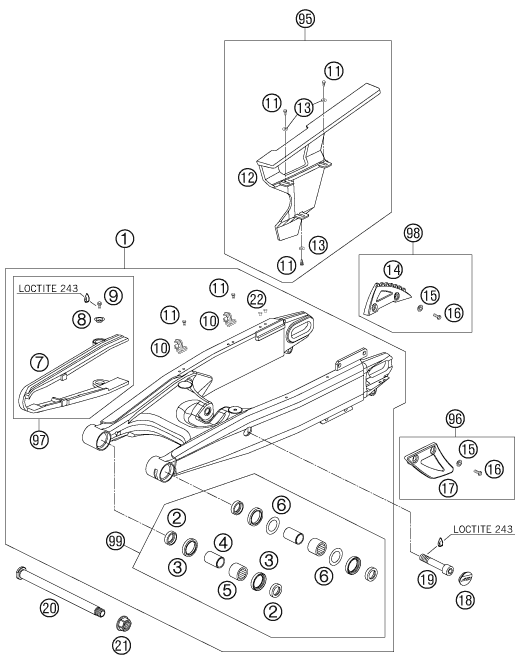 Sprängskiss: Swing Arm – KTM 950 ADVENTURE ORANGE 2006