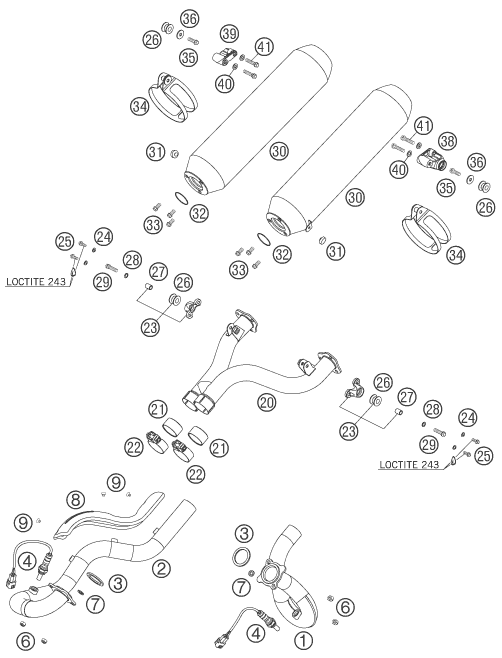 Sprängskiss: Exhaust System – KTM 990 ADVENTURE S 2007