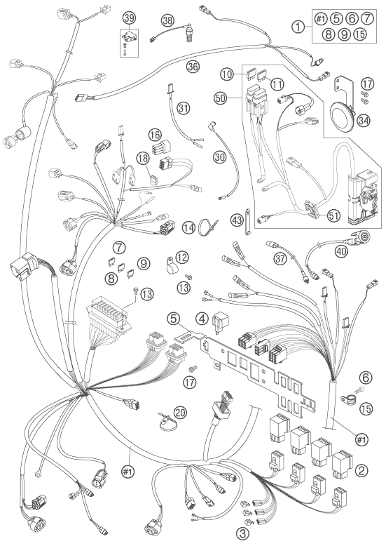 Sprängskiss: Wiring Harness – KTM 990 ADVENTURE BLACK ABS 2006