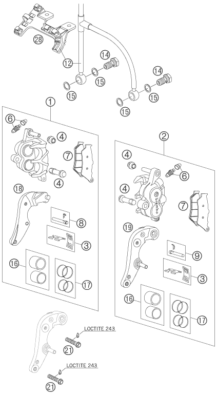 Sprängskiss: Front Brake Caliper – KTM 990 ADVENTURE S 2007