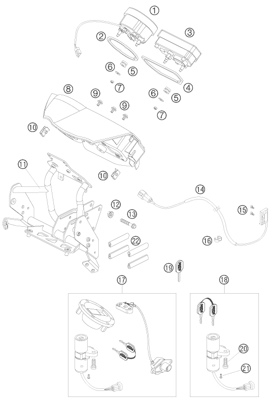 Sprängskiss: Instruments / Lock System – KTM 990 ADVENTURE S 2006