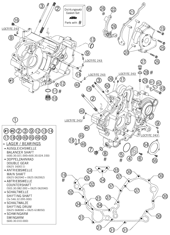 Sprängskiss: Engine Case – KTM 990 ADVENTURE S 2007