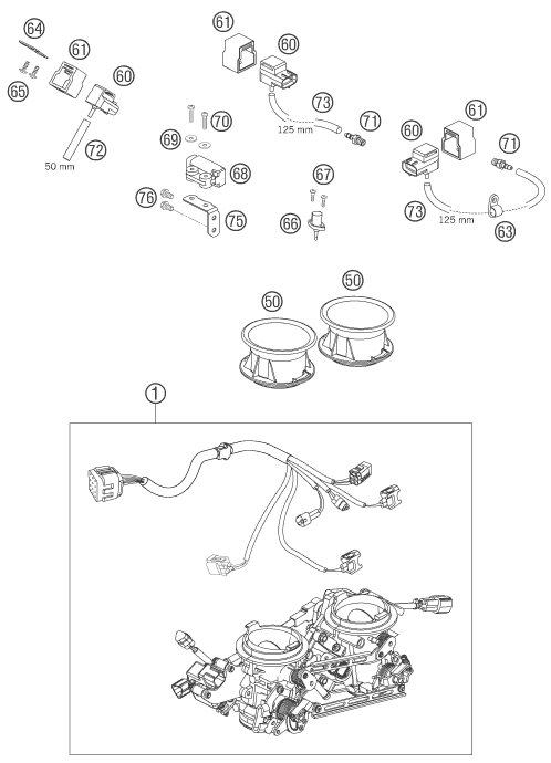 Sprängskiss: Throttle Body – KTM 990 ADVENTURE BLACK ABS 2006