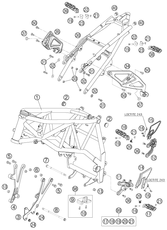 Sprängskiss: Frame – KTM 990 SUPER DUKE BLACK 2007
