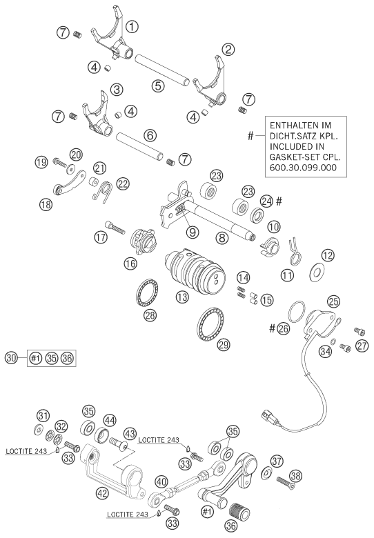 Sprängskiss: Shifting Mechanism – KTM 990 SUPER DUKE BLACK 2007