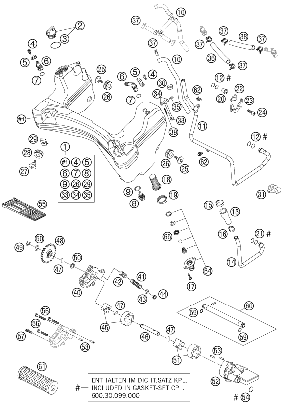 Sprängskiss: Lubricating System – KTM 990 SUPER DUKE BLACK 2007