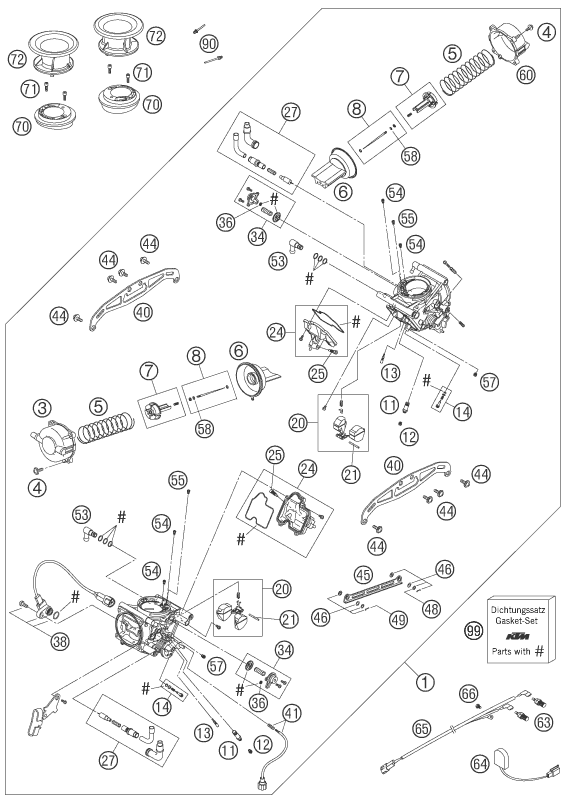Sprängskiss: Carburetor – KTM 950 ADVENTURE ORANGE 2006