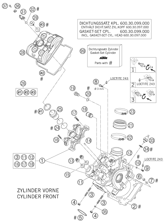 Sprängskiss: Cylinder Head Front – KTM 950 SUPERENDURO R 06