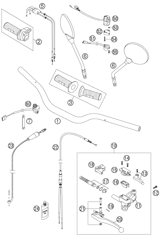 Sprängskiss: Handlebar, Controls – KTM 950 SUPERENDURO R 06