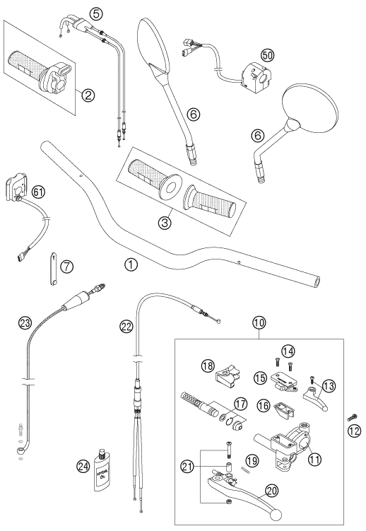 Sprängskiss: Handlebar, Controls – KTM 950 SUPERENDURO R 2007