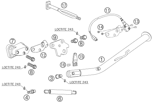 Sprängskiss: Side / Center Stand – KTM 950 SUPERENDURO R 06