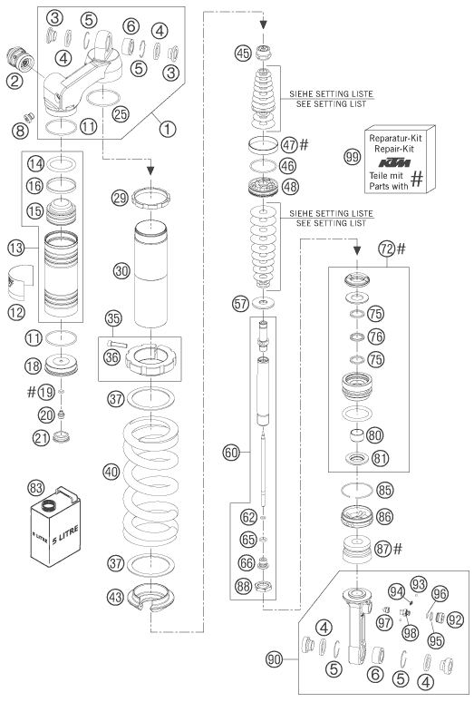 Sprängskiss: Shock Absorber Disassembled – KTM 950 SUPERENDURO R 06