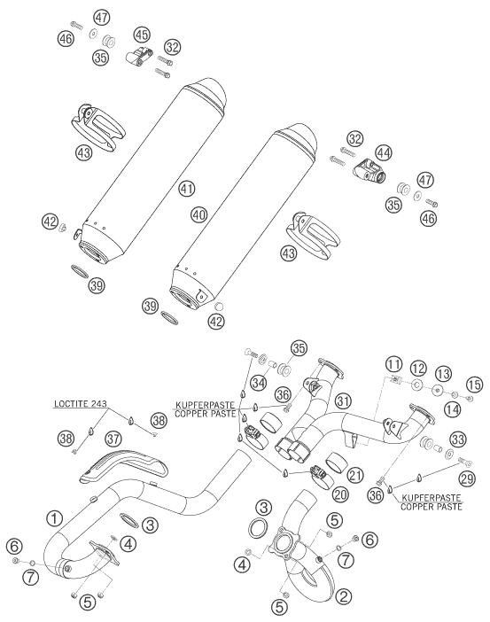 Sprängskiss: Exhaust System – KTM 950 SUPERENDURO R 06