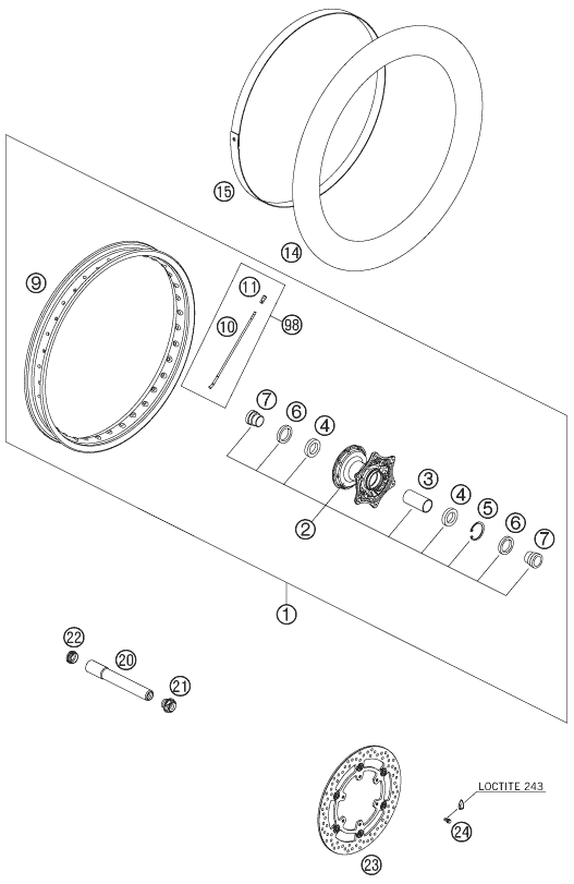 Sprängskiss: Front Wheel – KTM 950 SUPERENDURO R 06