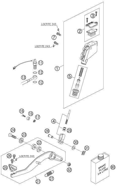 Sprängskiss: Rear Brake Control – KTM 950 SUPERENDURO R 06