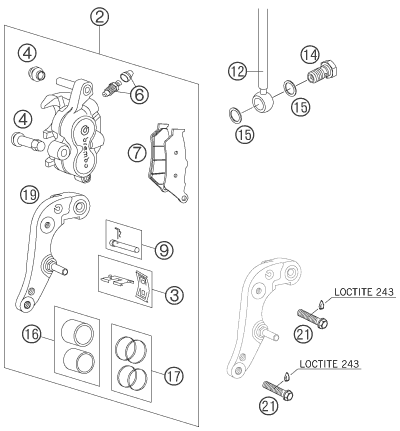 Sprängskiss: Front Brake Caliper – KTM 950 SUPERENDURO R 06