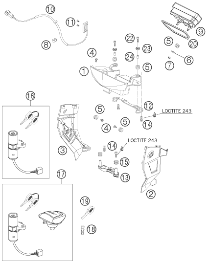 Sprängskiss: Instruments / Lock System – KTM 950 SUPERENDURO R 06