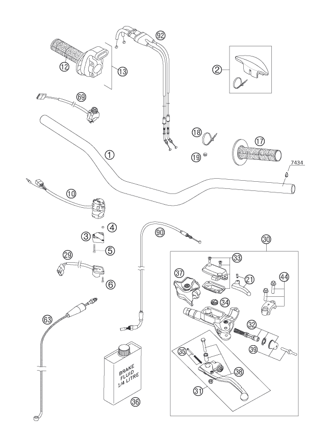 Sprängskiss: Handlebar, Controls – KTM 250 EXC-F 2006