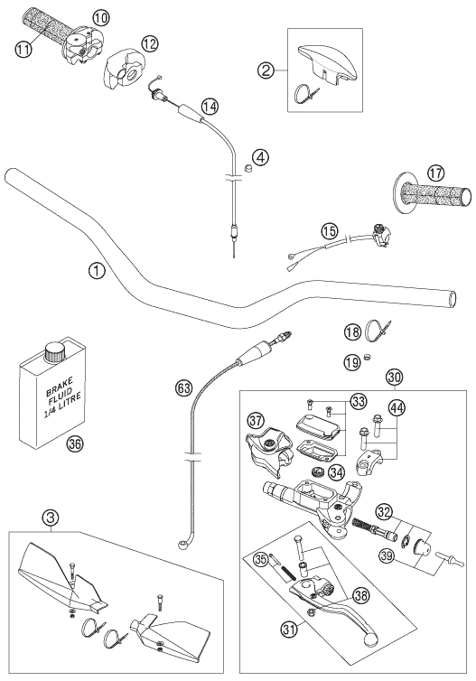 Sprängskiss: Handlebar, Controls – KTM 250 SXS 2006
